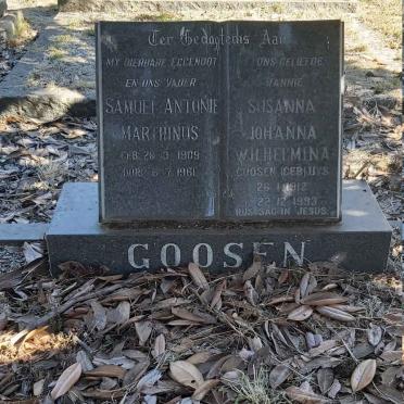 GOOSEN Samuel Antonie Marthinus 1909-1961 &amp; Susanna Johanna Wilhelmina UYS 1912-1993