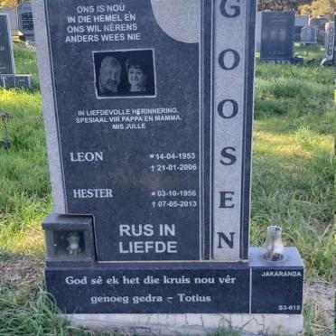 GOOSEN Leon 1953-2006 &amp; Hester 1956-2013
