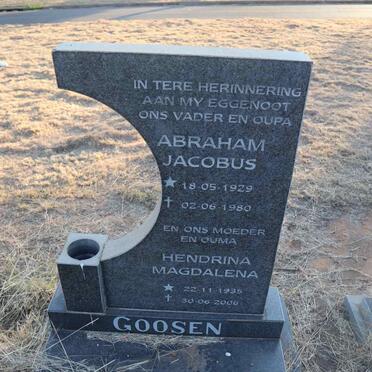 GOOSEN Abraham Jacobus 1929-1980 & Hendrina Magdalena 1935-2006