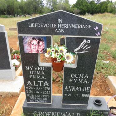 GROENEWALD Annatjie 1965- :: GROENEWALD Alta 1978-2022