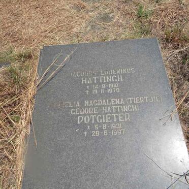 HATTINGH Jacobus Lodewikus 1910-1970 :: POTGIETER ?nelia Magdalena nee HATTINGH 1931-1997