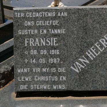HEERDEN Fransie, van 1916-1987