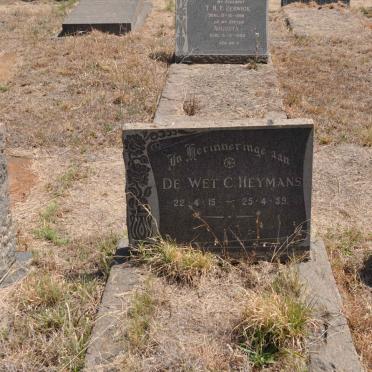 HEYMANS De Wet C. 1915-1959
