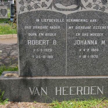 HEERDEN Robert B., van 1920 -1981 &amp; Johanna M. 1920-1970