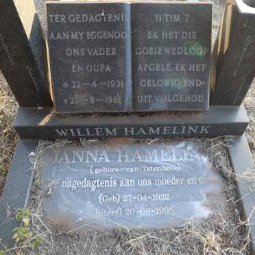HAMELINK Willem 1931-1981 & Janna VAN TATENHOVE 1932-1995