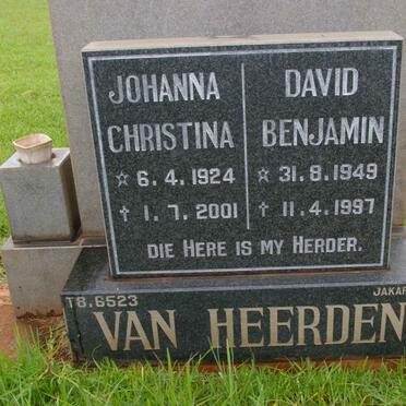 HEERDEN David Benjamin, van 1949-1997 :: VAN HEERDEN Johanna Christina, van 1924 -2001