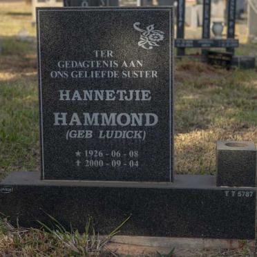 HAMMOND Hannetjie nee LUDICK 1926-2000
