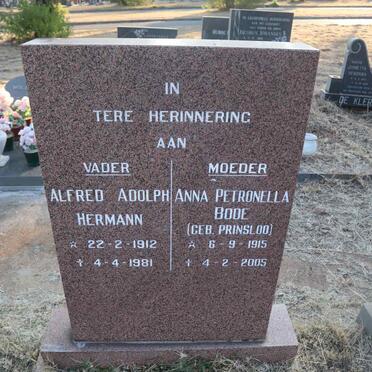 HERMANN Alfred Adolph 1912-1981 & Anna Petronella Bode PRINSLOO 1915-2005