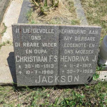 JACKSON Christiaan F.S. 1913-1988 & Hendrina J. 1917-1969