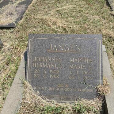 JANSEN Johannes Hermanus 1902-1968 & Martha Maria E. 1905-1969