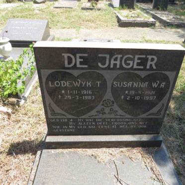 JAGER Lodewyk T., de 1916-1983 & Susanna W.A. 1921-1997