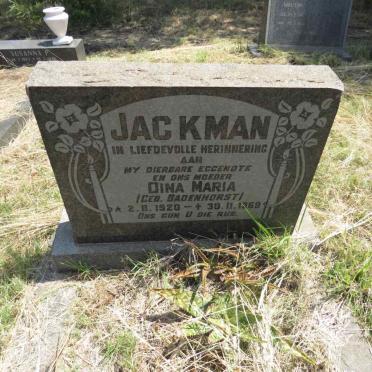 JACKMAN Dina Maria nee BADENHORST 1920-1969