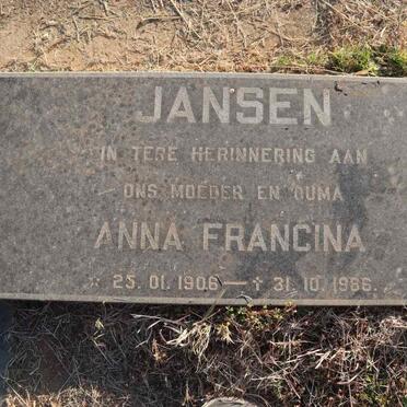 JANSEN Anna Francina 1906-1986