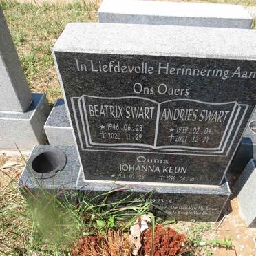 KEUN Johanna 1911-1998 :: SWART Andries 1939-2021 & Beatrix 1946-2020