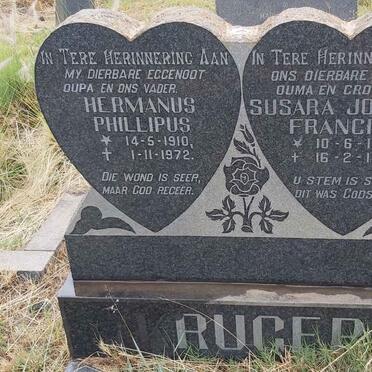 KRUGER Hermanus Phillipus 1910-1972 & Susara Johanna Francina 1912-1987