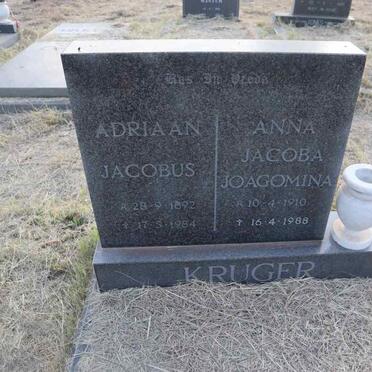 KRUGER Adriaan Jacobus 1892-1984 & Anna Jacoba Joagomina 1910-1988