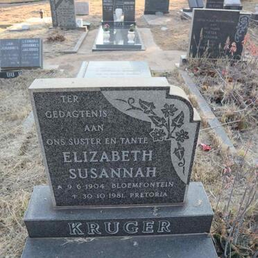 KRUGER Elizabeth Susannah 1904-1981