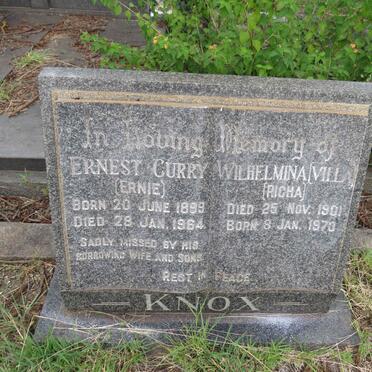 KNOX Ernest Curry 1899-1964 Wilhelmina RICHA 1901-197?