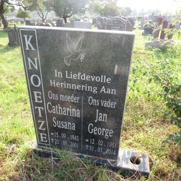 KNOETZE Jan George 1951-2014 & Catharina Susana 1943-2001