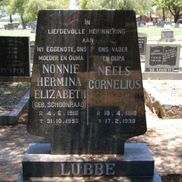 LUBBE Cornelius 1916-1998 &amp; Hermina Elizabeth SCHOONRAAD 1916-1993