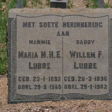 LUBBE Willem F.  1896-1962 &amp; Maria M.H.E. 1892-1960