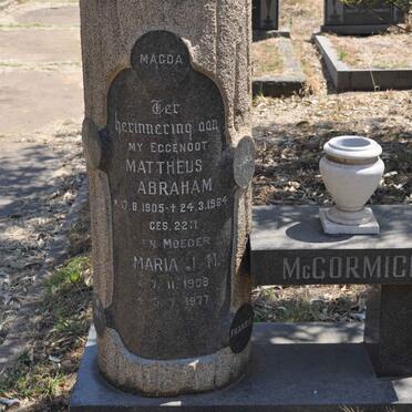 McCORMICK Mattheus Abraham 1905-1964 &amp; Maria J.M. 1908-1977