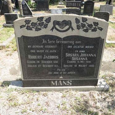 MANS Robert Jacobus 1890-1971 & Susara Johanna Susanna 1896-1992