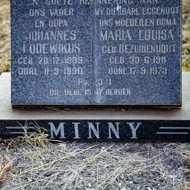 MINNY Johannes Lodewikus 1909-1990 &amp; Maria Louisa BEZUIDENHOUT 1911-1973