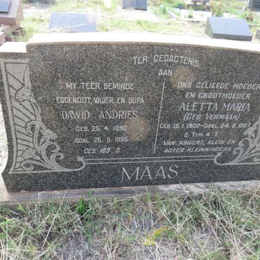 MAAS Dawid Andries 1890-1965 & Aletta Maria VERMAAK 1902-1987