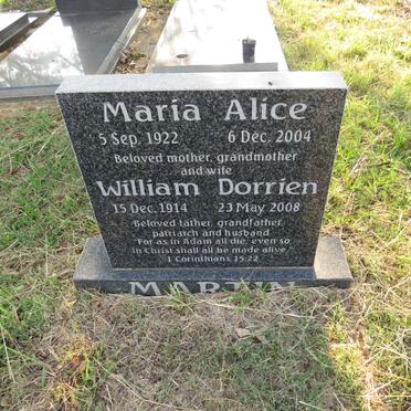 MARTIN William Dorrien 1914-2008 & Maria Alice 1922-2004