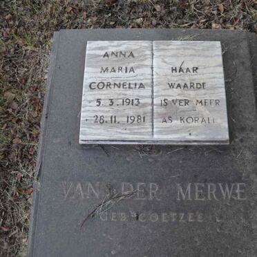 MERWE Anna Maria Cornelia, van der nee COETZEE 1913-1981
