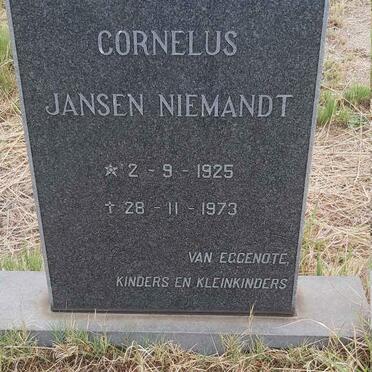 NIEMANDT Cornelus Jansen 1925-1973