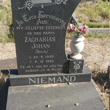 NIEMAND Zacharias Johan 1955-1986