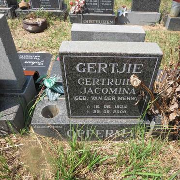 OPPERMAN Gertruida Jacomina nee VAN DER MERWE 1934-2009