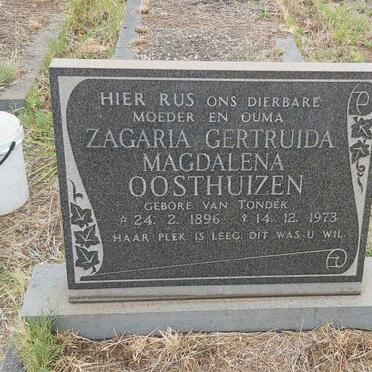 OOSTHUIZEN Zagaria Gertruida Magdalena nee VAN TONDER 1896-1973