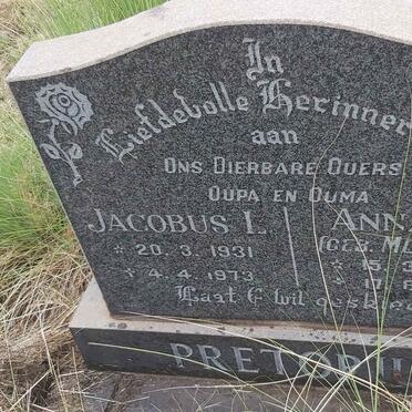 PRETORIUS Jacobus L. 1931-1973 & Anna H. MURRAY 1935-1990