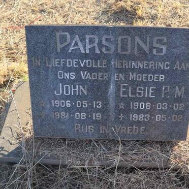 PARSONS John 1906-1981 & Elsie P.M. 1908-1983