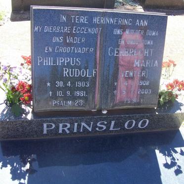 PRINSLOO Philippus Rudolf 1903-1981 &amp; Gerbrecht Maria VENTER 1908-2003