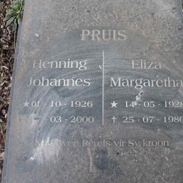 PRUIS Henning Johannes 1926-2000 & Eliza Margaretha 1928-1980