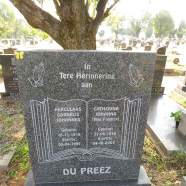 PREEZ Herculaas Cornelis Johannes, du 1916-1994 & Catherina Johanna FOGARTY 1919-2007