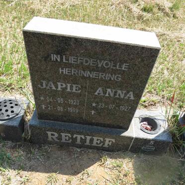 RETIEF Japie 1923-1999 & Anna 1927- 