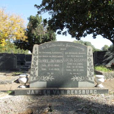 RENSBURG Daniel Jacobus, Jansen van 1885-1959 &amp; Lucia Susanna V.D. LINDE 1894-1961