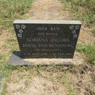 RENSBURG Adriana Jacoba, Janse van nee REDELINGHUYS 1898-1985