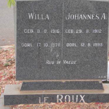 ROUX Johannes A., le 1912-1995 &amp; Willa 1916-1978