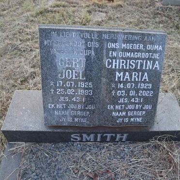 SMITH Gert Joel 1925-1993 & Christina Maria 1929-2022