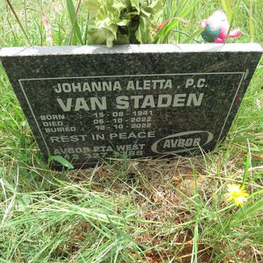 STADEN Johanna Aletta P.C., van 1941-2022