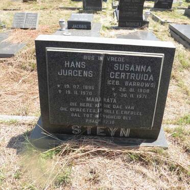 STEYN Hans Jurgens 1895-1970 & Susanna Gertruida BARROWS 1908-1971