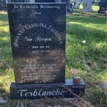 TERBLANCHE Johanna Carolina Laurence nee VAN ROOYEN 1968-2012