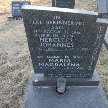 TROSKIE Hercules Johannes 1931-1980 & Maria Magdalena 1927-2012