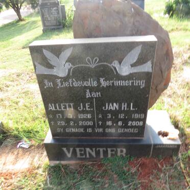 VENTER Jan H.L. 1919-2008 & Allett J.E. 1926-2000